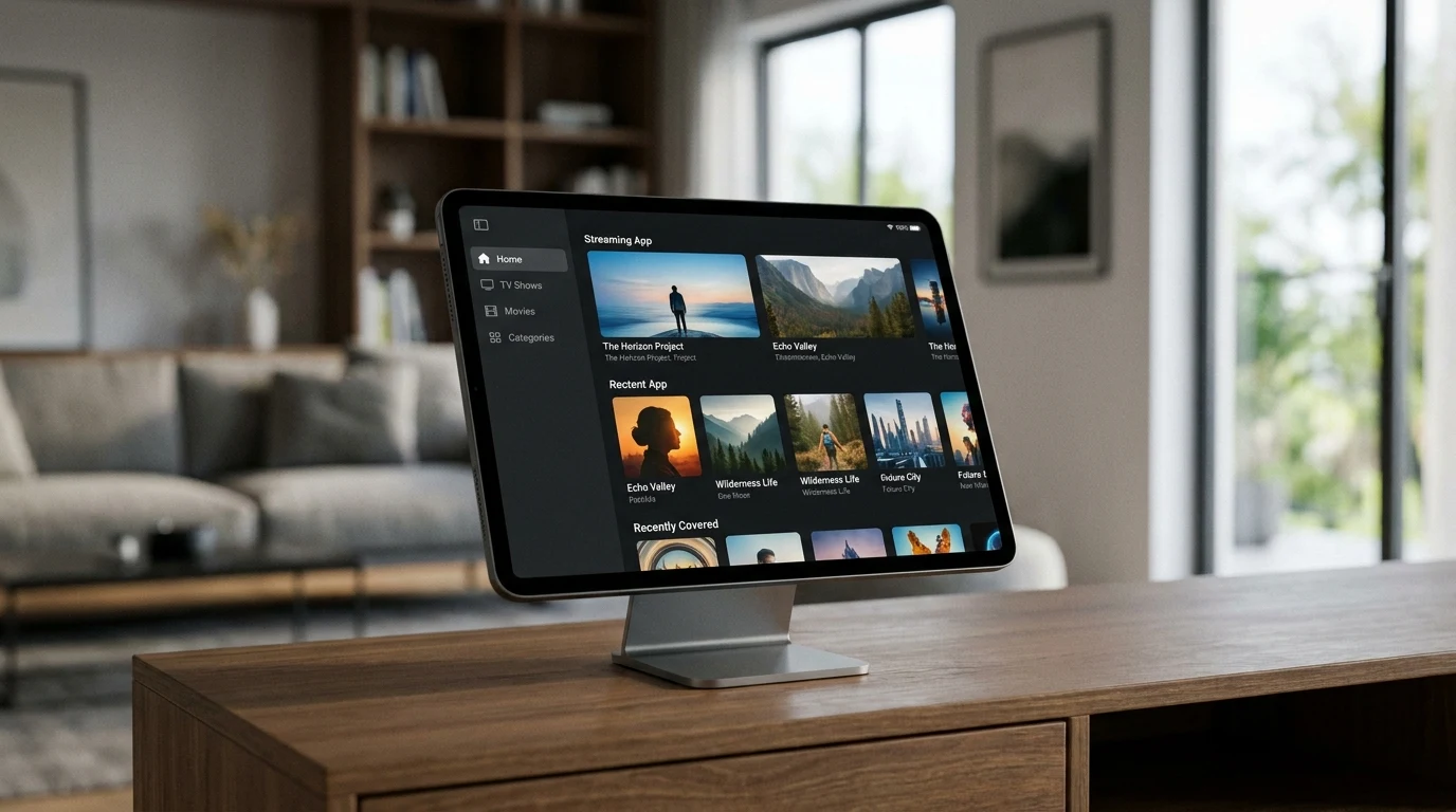 Interface de app de streaming configurado em iPhone / iPad (iOS)