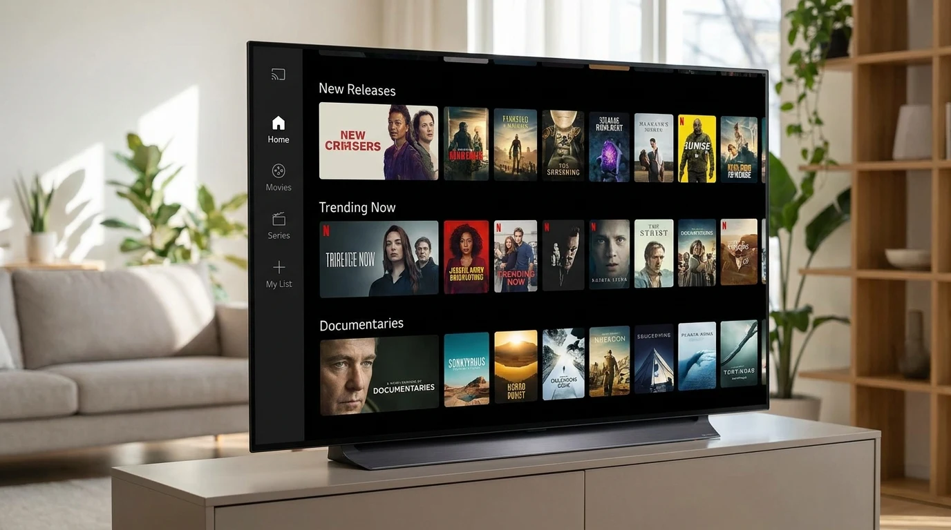 Interface de app de streaming configurado em LG Smart TV
