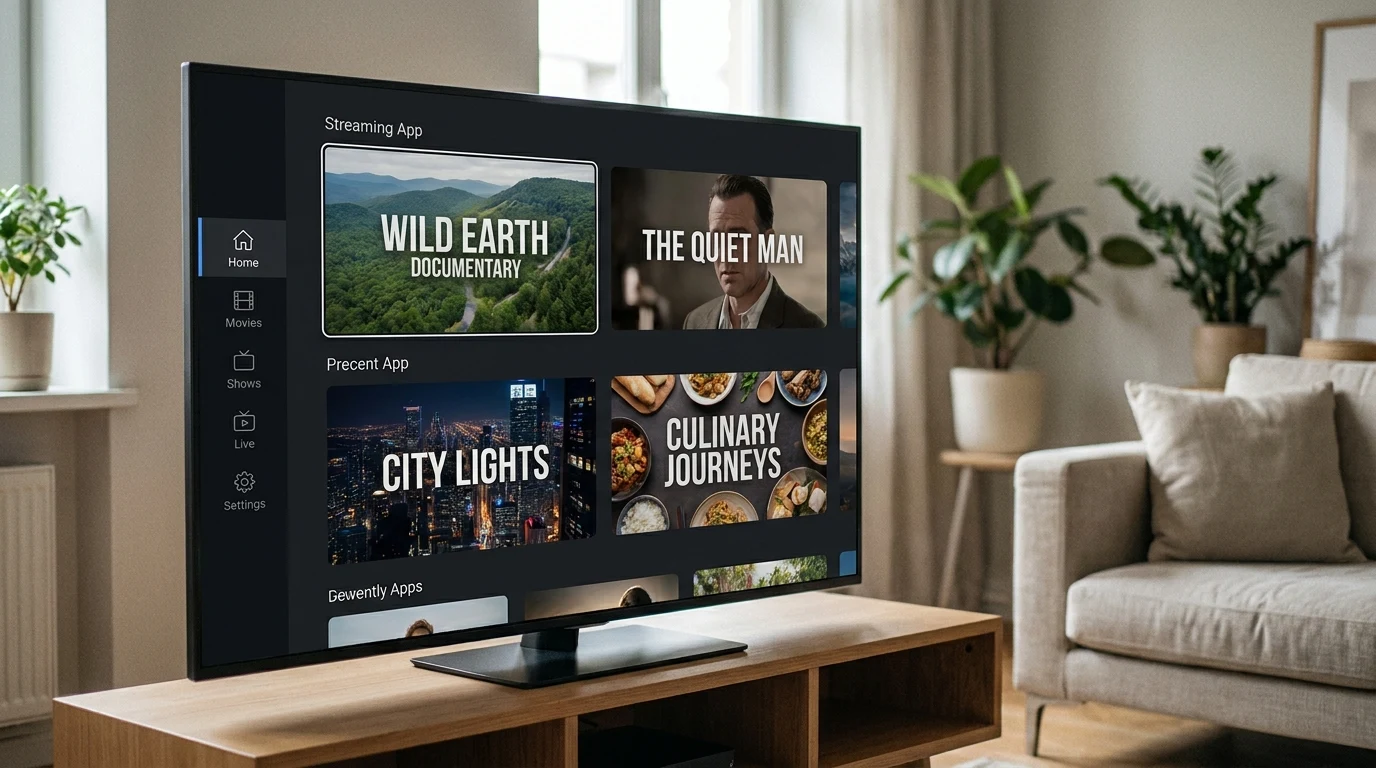 Interface de app de streaming configurado em Samsung Smart TV