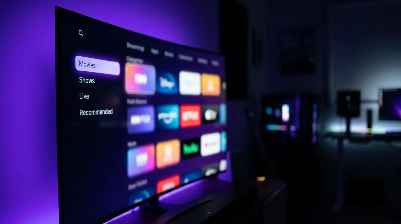 IPTV Smarters Pro — detalhe da interface de EPG e grade de canais